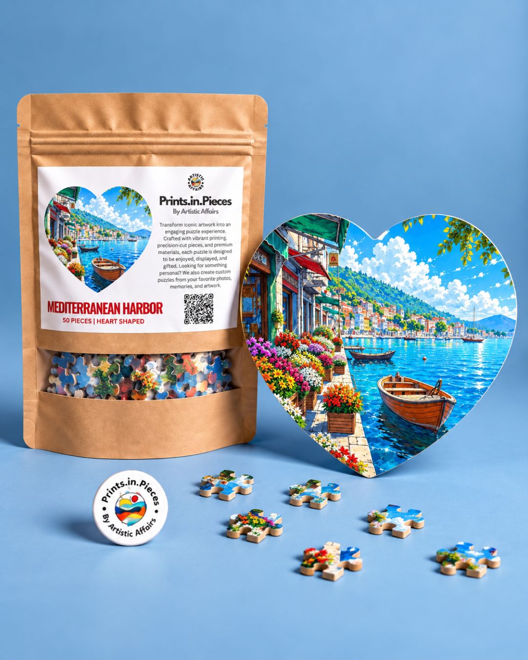 Mediterranean Harbor Heart-Shaped Puzzle