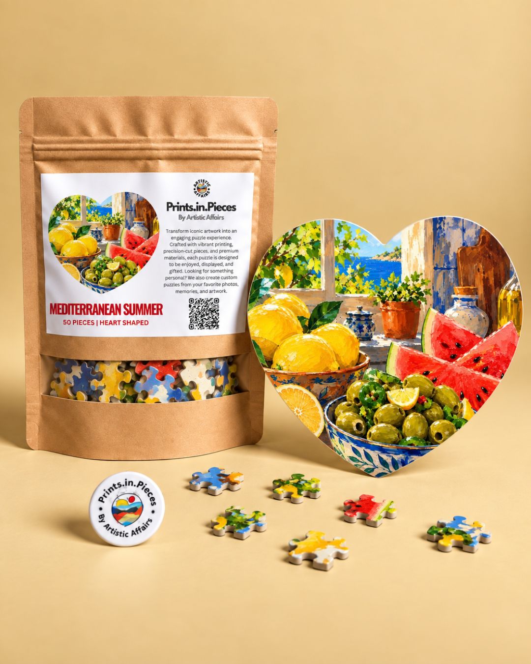 Mediterranean Summer Heart-Shaped Puzzle