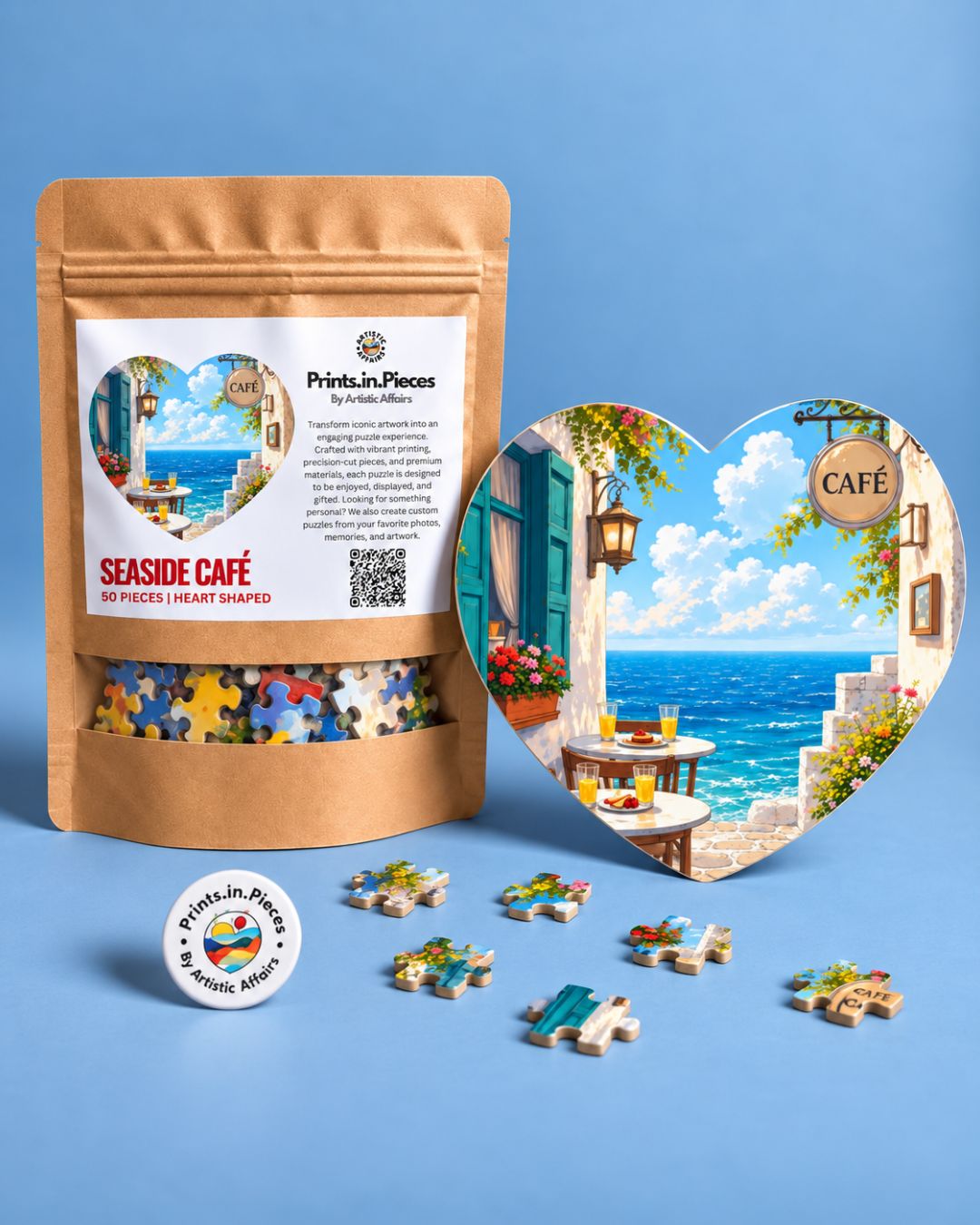 Seaside Café Heart-Shaped Puzzle
