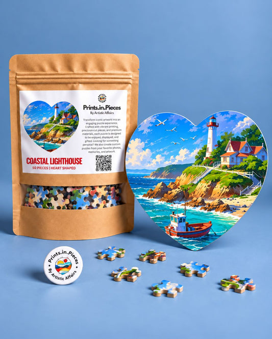 Coastal Lighthouse Heart-Shaped Puzzle