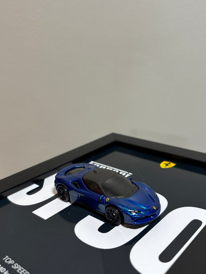 Ferrari SF90 Blue 3d Hotwheels Car Frame