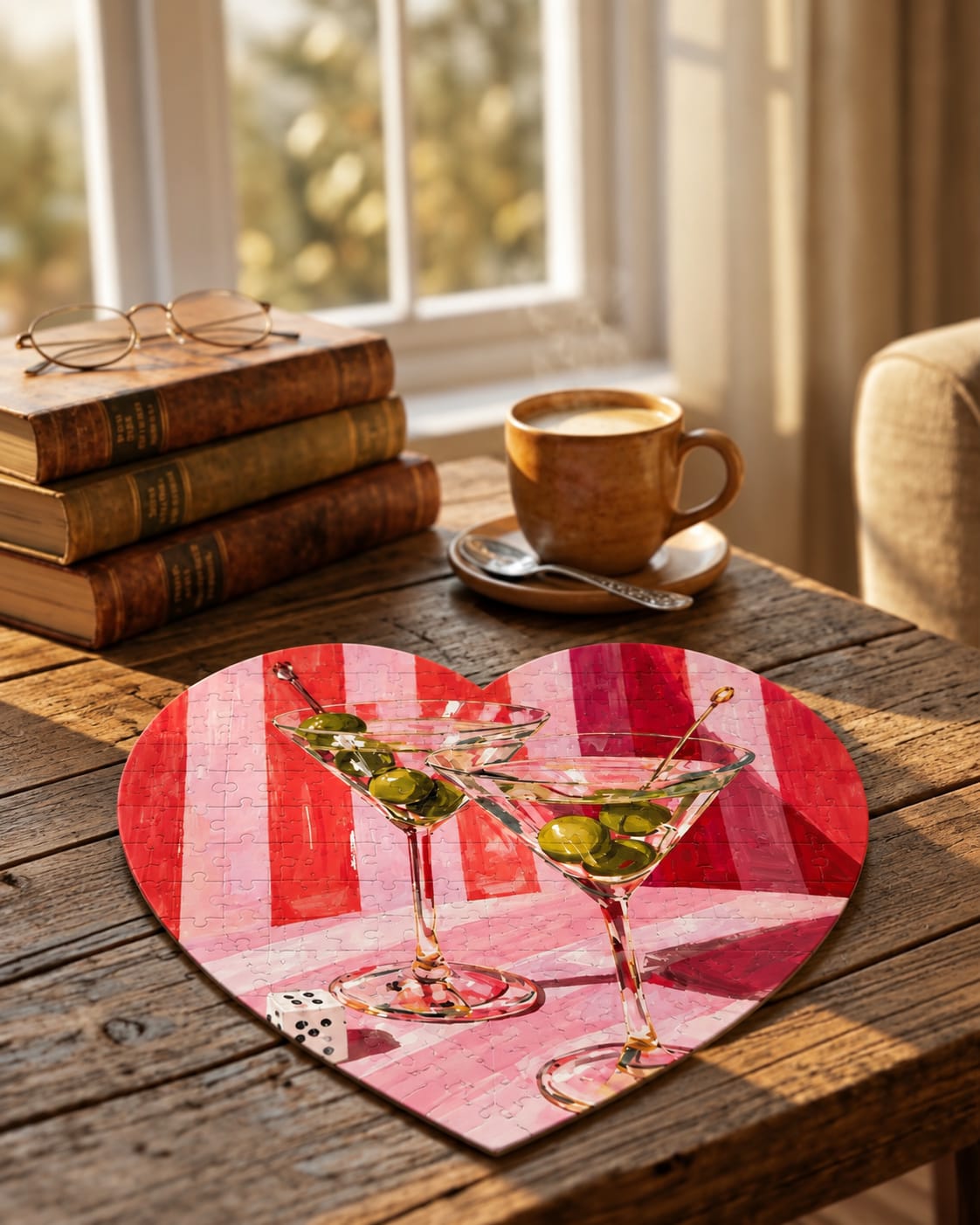 Cocktail Hour Martini Heart Shaped Puzzle
