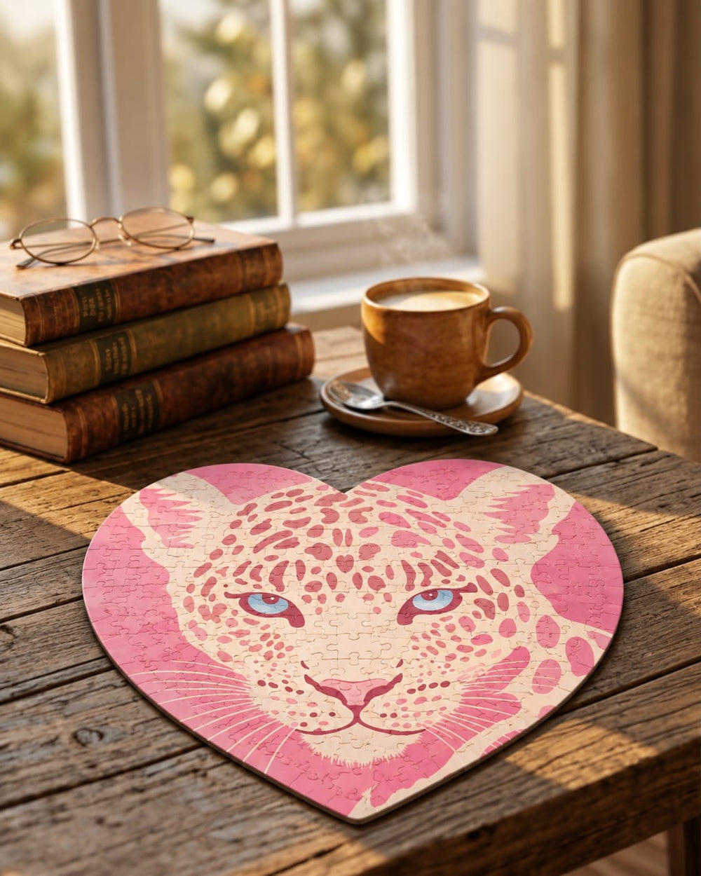 Wild At Heart Pink Leopard Heart Shaped Puzzle
