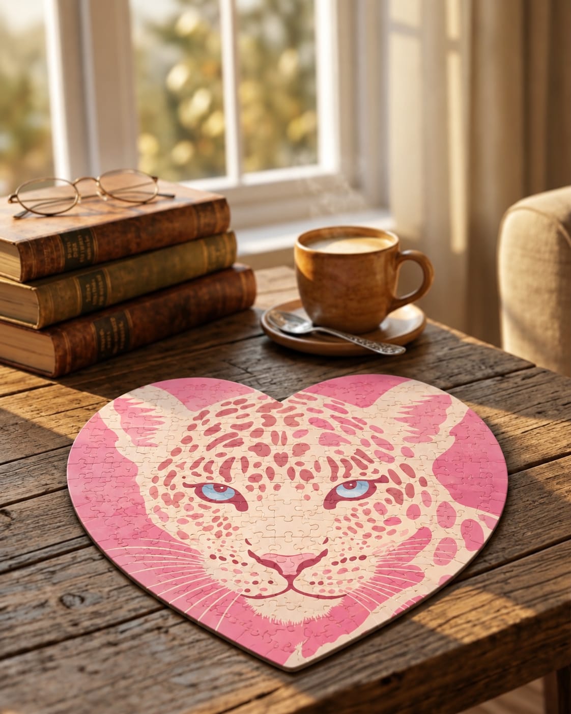 Wild At Heart Pink Leopard Heart Shaped Puzzle