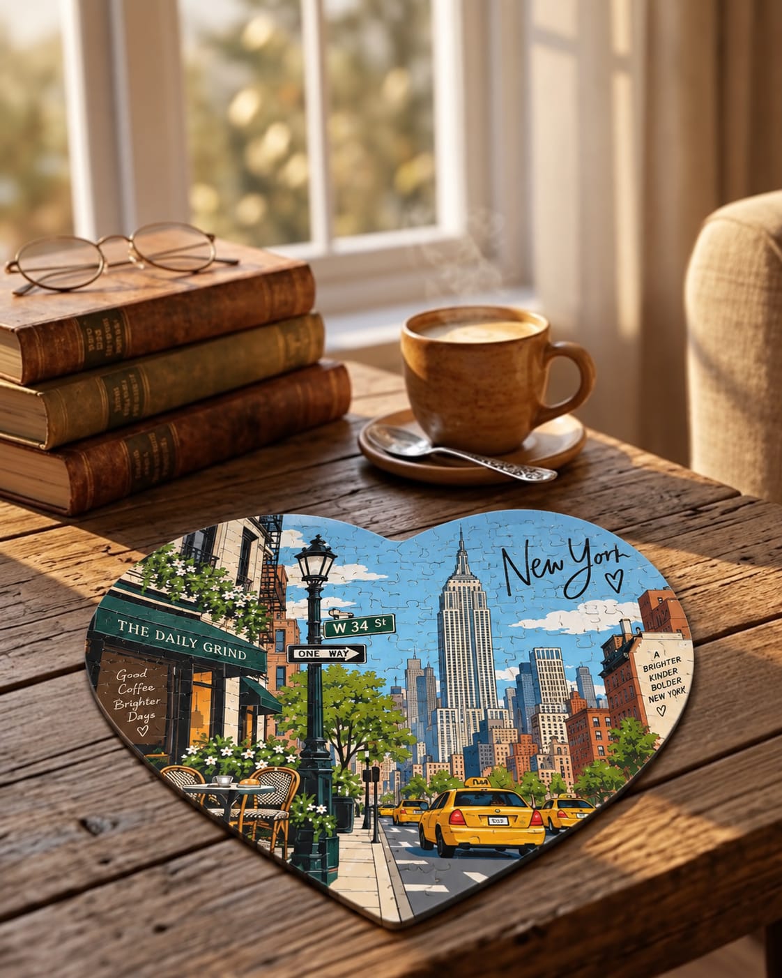 New York State Of Mind Heart Shaped Puzzle