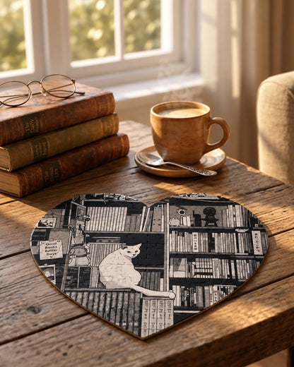 Cat in the Library Heart-Shaped Puzzle