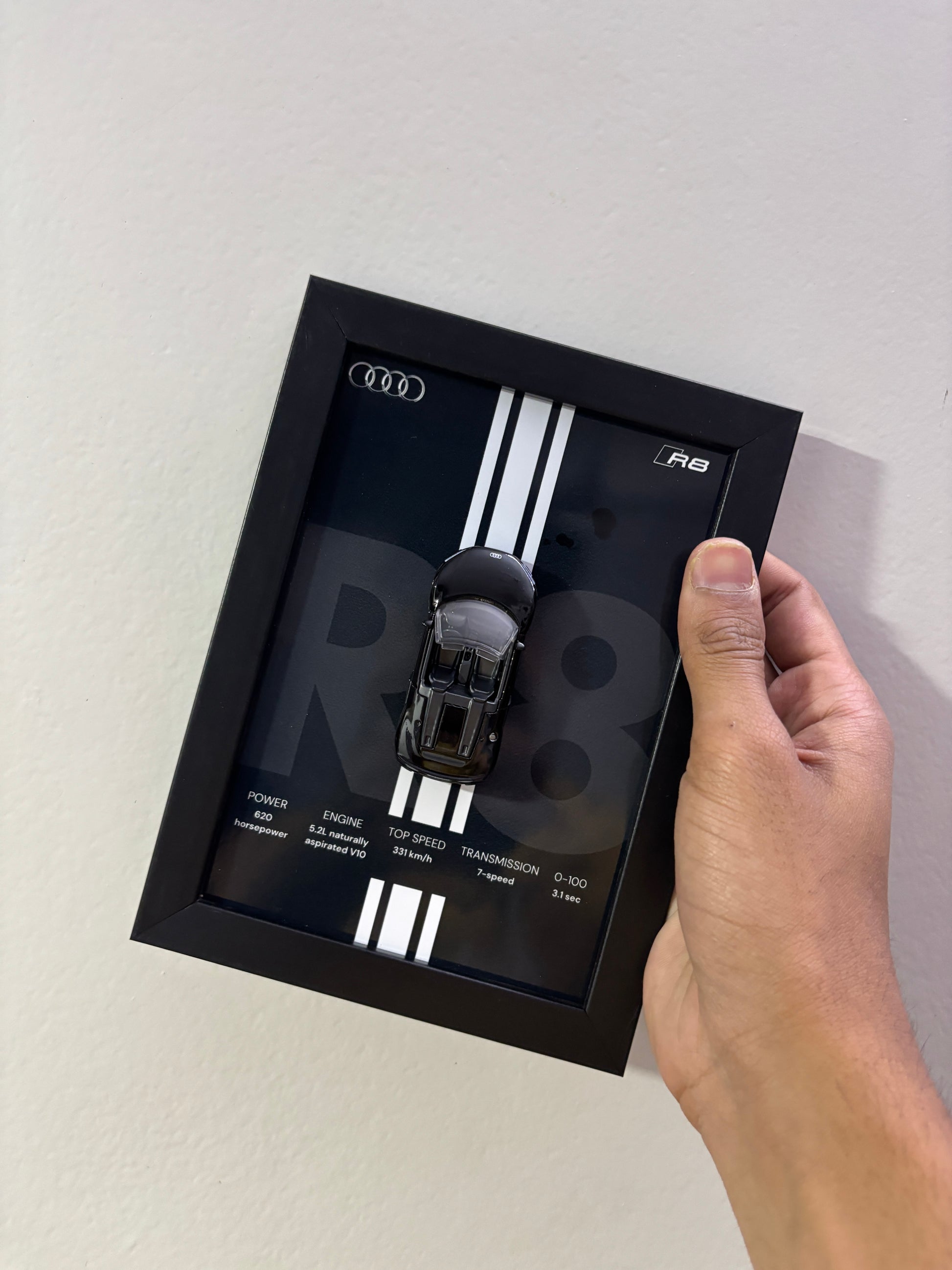 Audi R8 3D Detachable Hot Wheels Car Frame - Diecast Display India View 3 - Artistic Affairs