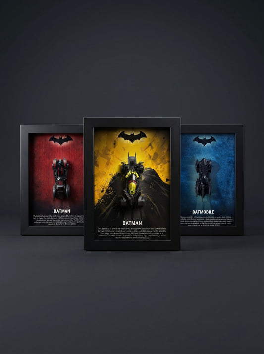 Batmobile 3D Car Frame Set of 3 — Red, Gold & Blue