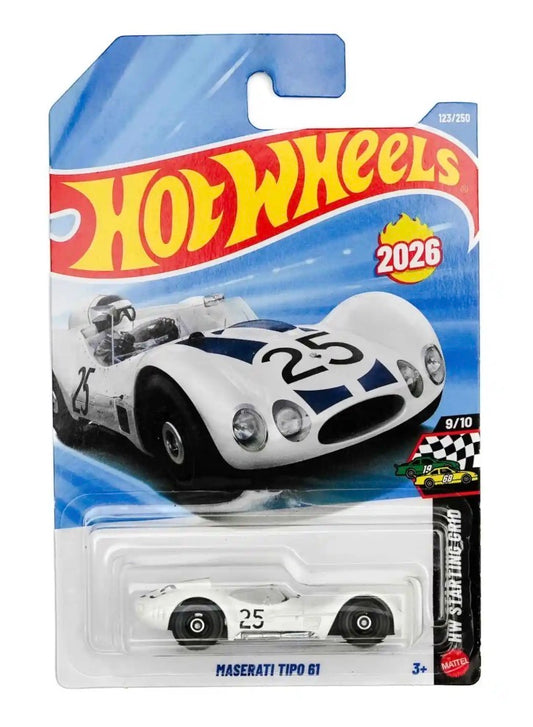 Hot Wheels Maserati Tipo 61 White #25 Die-Cast Car 1:64 Imported Card