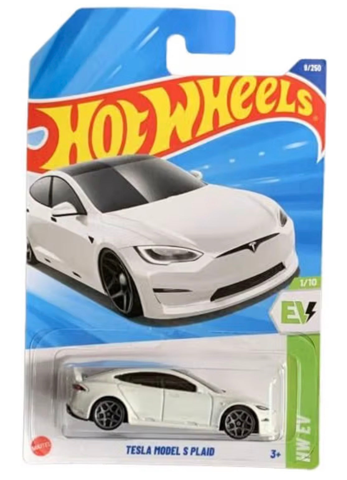 Hot Wheels Tesla Model S Plaid White Die-Cast Car 1:64 Imported Card