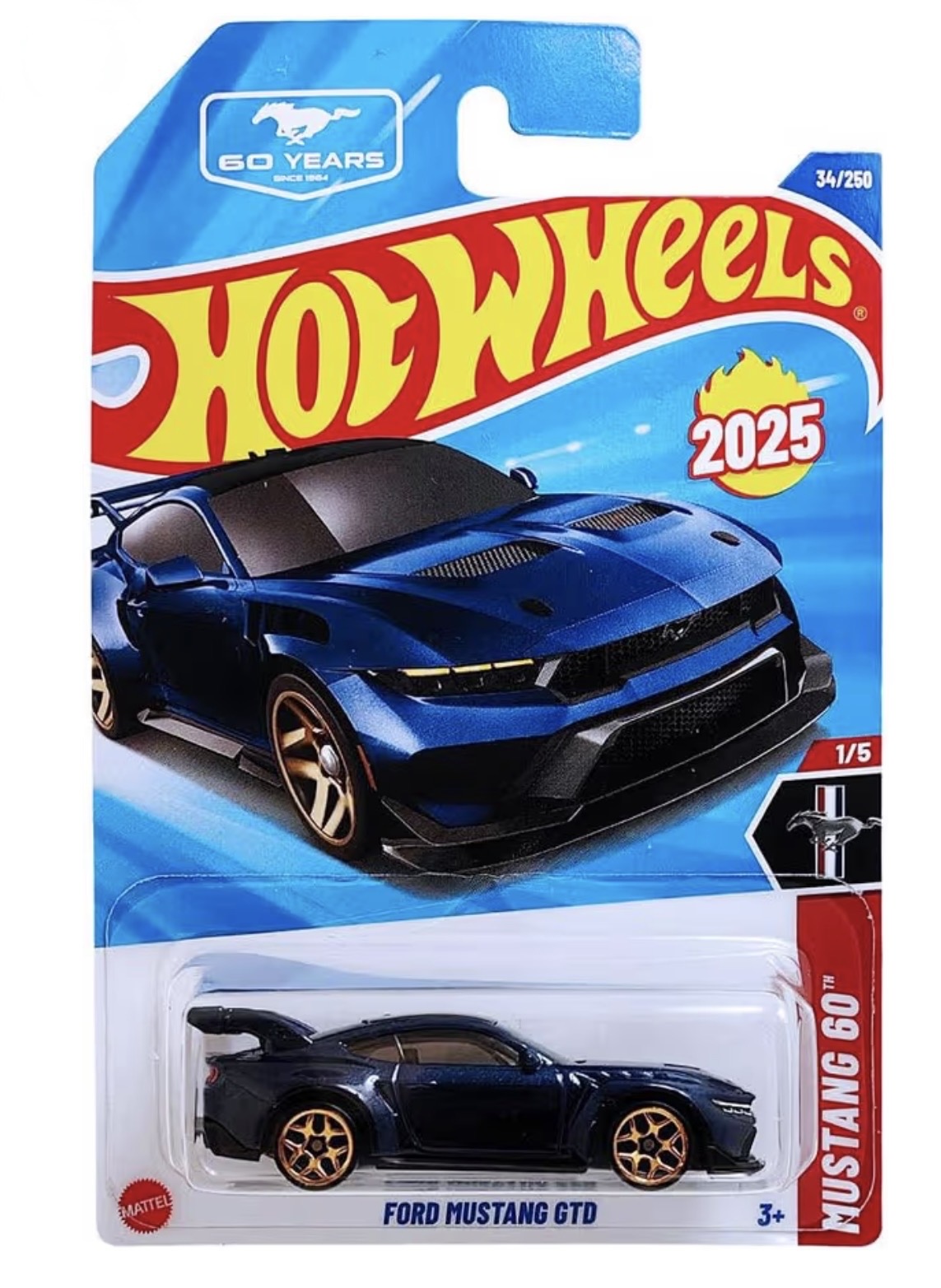 Hot Wheels Ford Mustang GTD Dark Blue Die-Cast Car 1:64 Imported Card