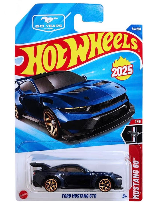 Hot Wheels Ford Mustang GTD Dark Blue Die-Cast Car 1:64 Imported Card