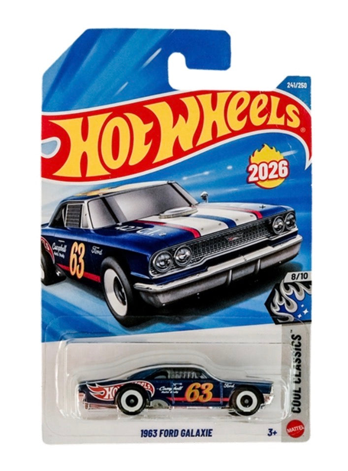 Hot Wheels 1963 Ford Galaxie Blue #63 Die-Cast Car 1:64 Imported Card