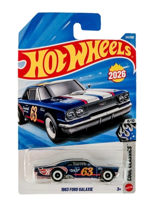 Hot Wheels 1963 Ford Galaxie Blue #63 Die-Cast Car 1:64 Imported Card