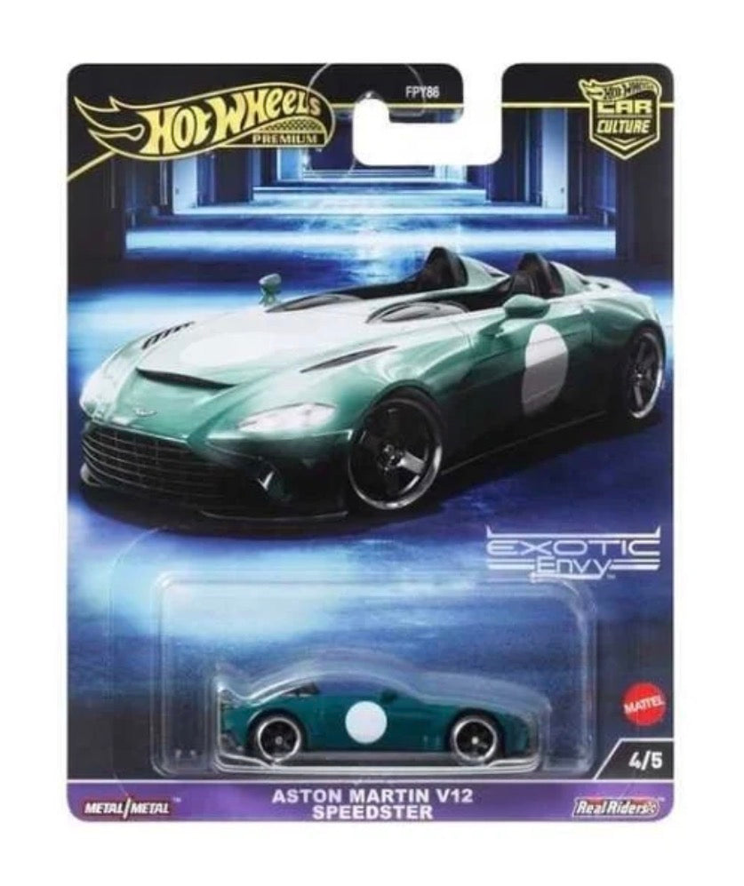 Hot Wheels Premium Aston Martin V12 Speedster Green Die-Cast Car 1:64 Imported Card