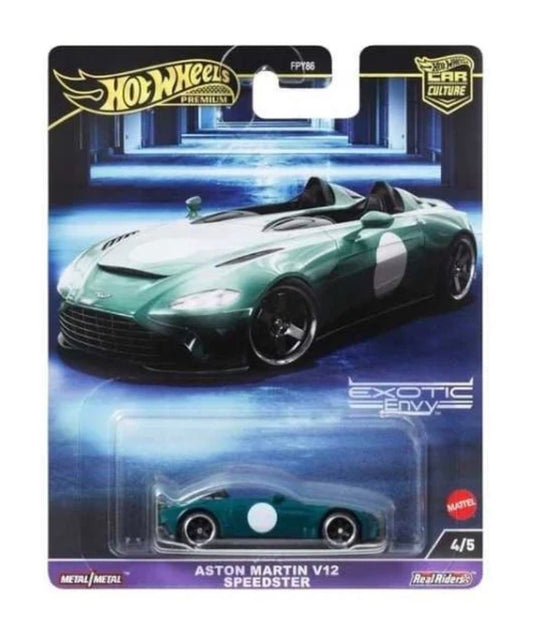 Hot Wheels Premium Aston Martin V12 Speedster Green Die-Cast Car 1:64 Imported Card
