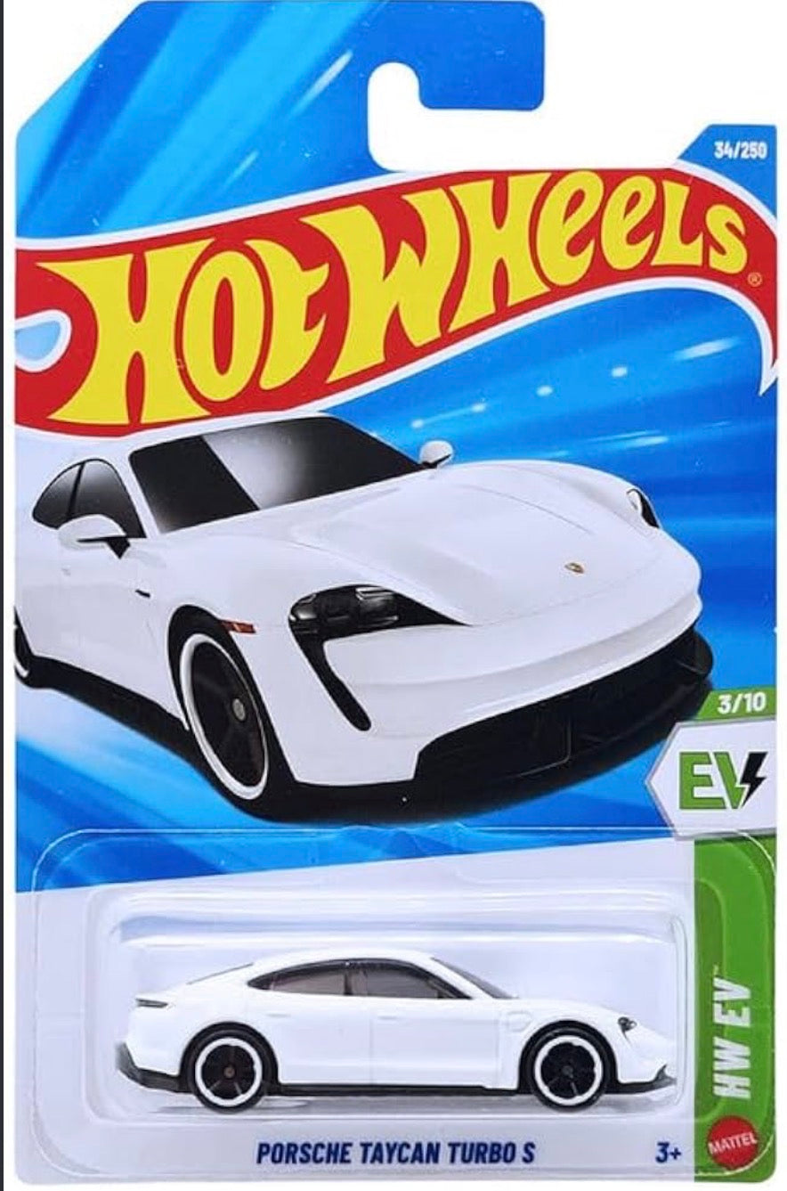 Hot Wheels Porsche Taycan Turbo S White Die-Cast Car 1:64 Imported Card