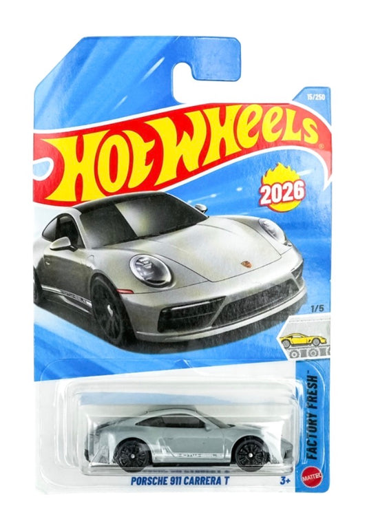 Hot Wheels Porsche 911 Carrera T Silver Die-Cast Car 1:64 Imported Card