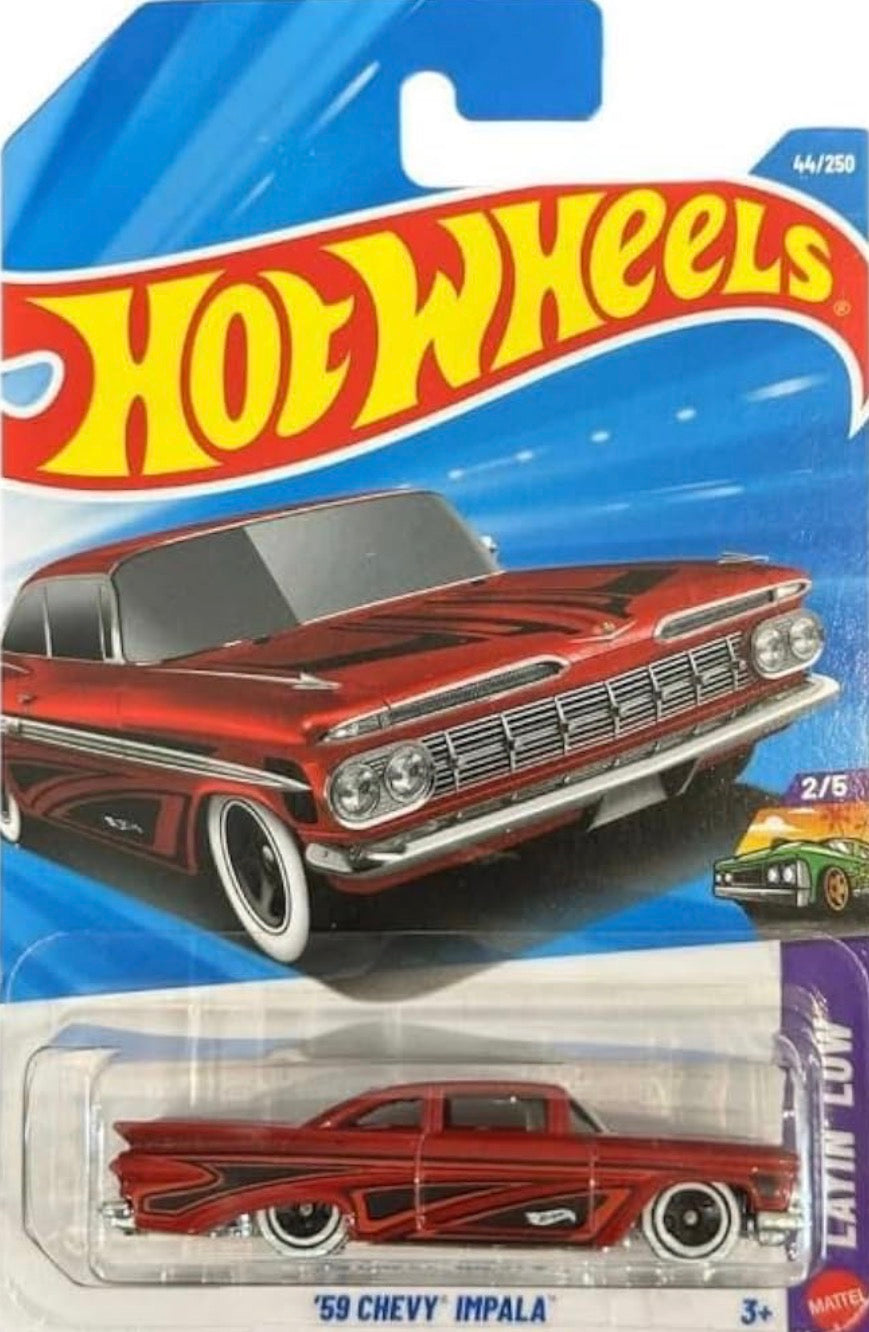 Hot Wheels '59 Chevy Impala Red Die-Cast Car 1:64 Imported Card