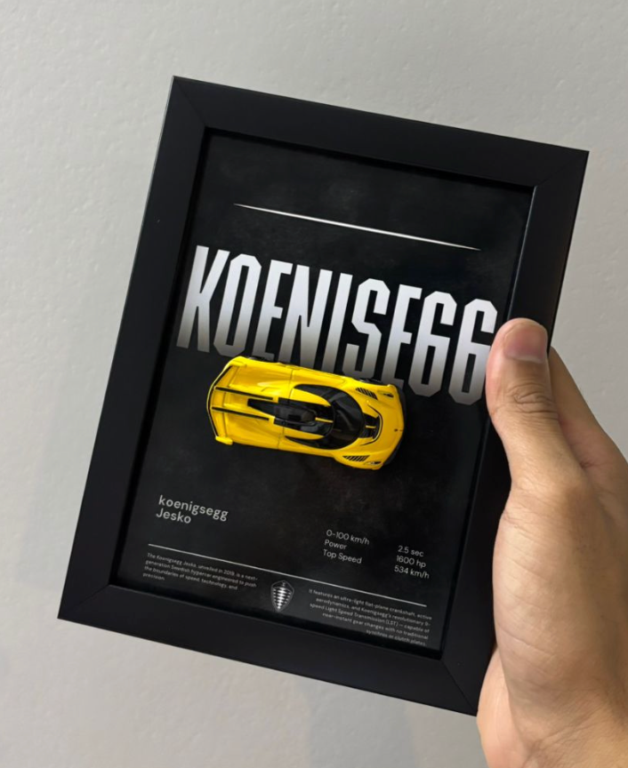 Koenigsegg Jesko (Yellow) 3D car frame by Artistic Affairs, photo 3 of 3
