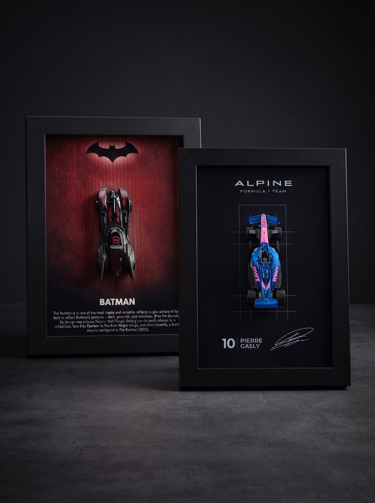 Alpine F1 + Batman Red Flame Batmobile 2-Frame 3D Car Frame Combo