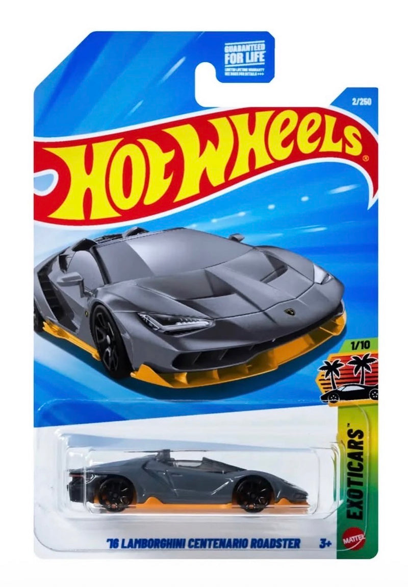 Hot Wheels '16 Lamborghini Centenario Roadster dark grey and orange 1:64 die-cast supercar