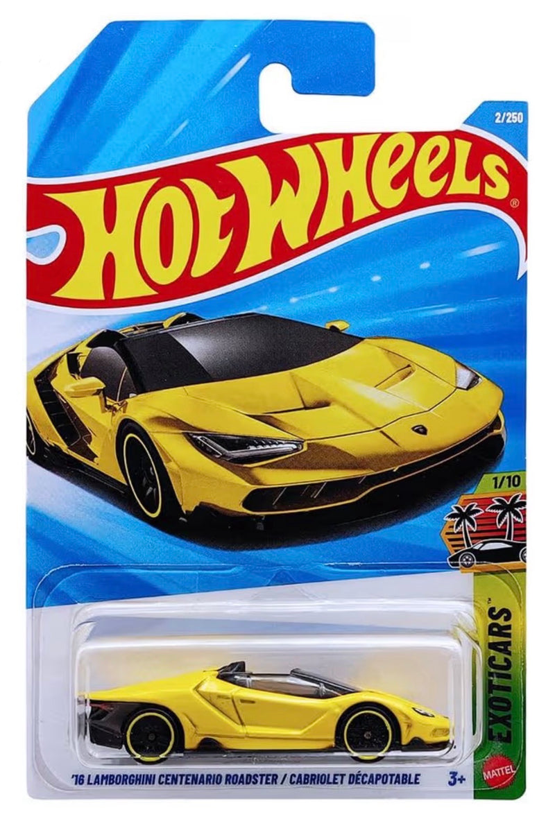 Hot Wheels '16 Lamborghini Centenario Roadster Yellow Die-Cast Car 1:64 Imported Card