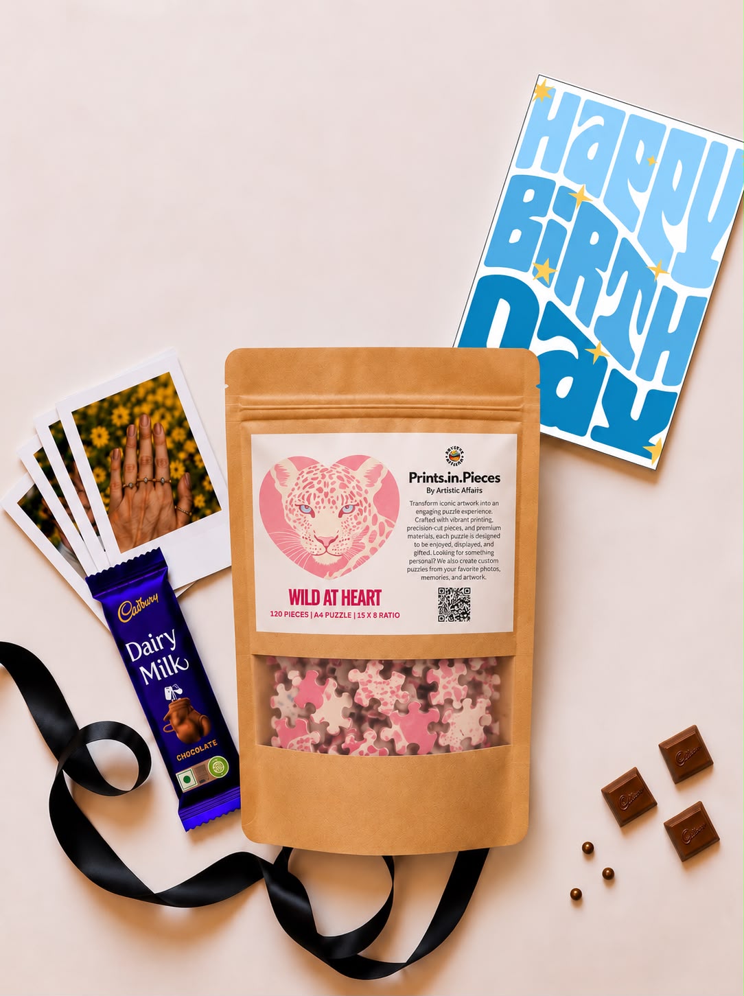 Wild At Heart Pink Leopard Heart-Shaped Birthday Puzzle Hamper