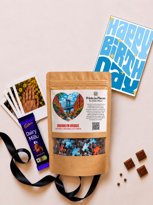 Brooklyn Bridge Heart-Shaped Birthday Puzzle Hamper