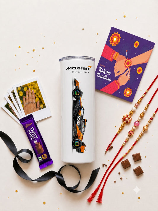McLaren Formula 1 Stainless Steel Tumbler Rakhi Hamper