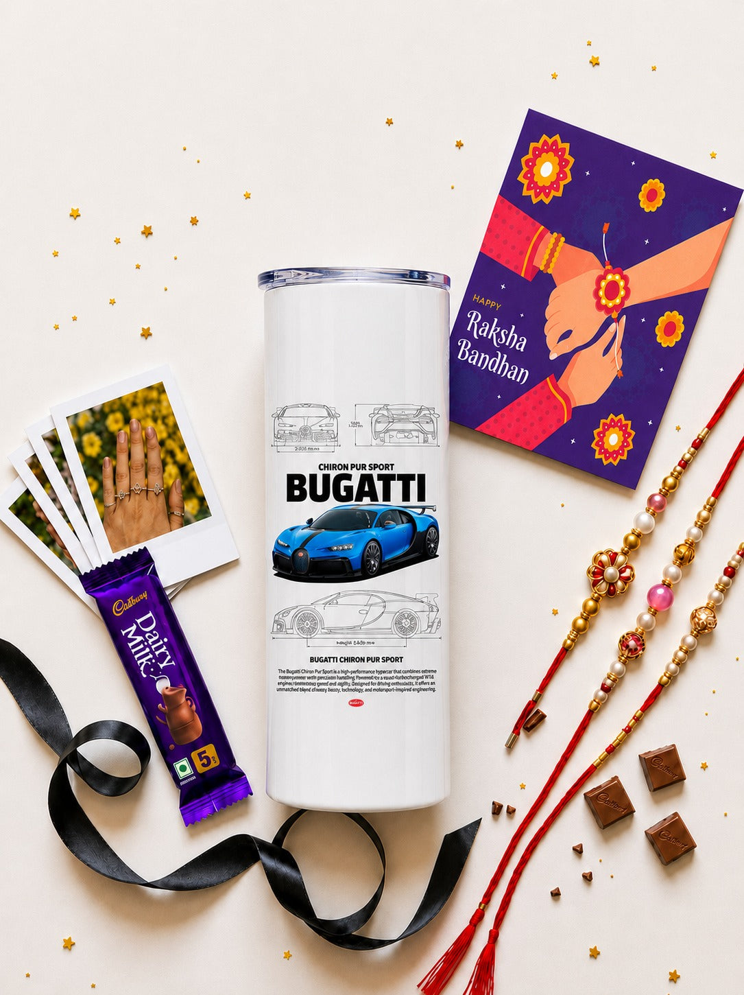 Bugatti Chiron Pur Sport Blueprint Stainless Steel Tumbler