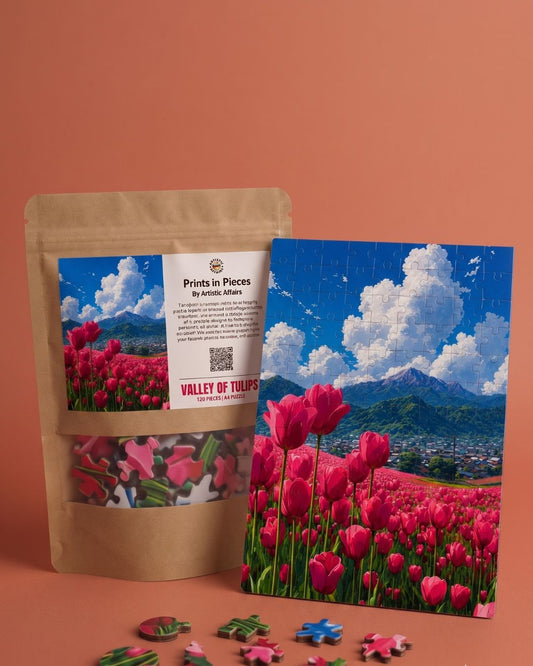 Valley of Tulips Puzzle | 120 Piece A4 Floral Jigsaw