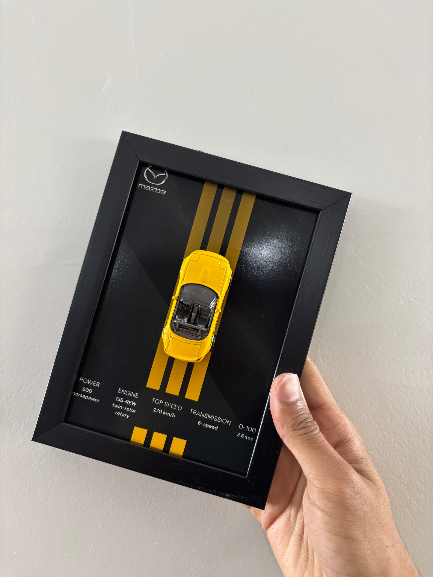 MAZDA race car 3d Hotwheels Car Frame (yellow)