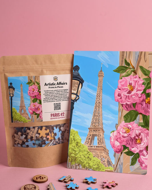 Paris Eiffel Tower Blossom Puzzle | 120 Piece A4 Floral Jigsaw
