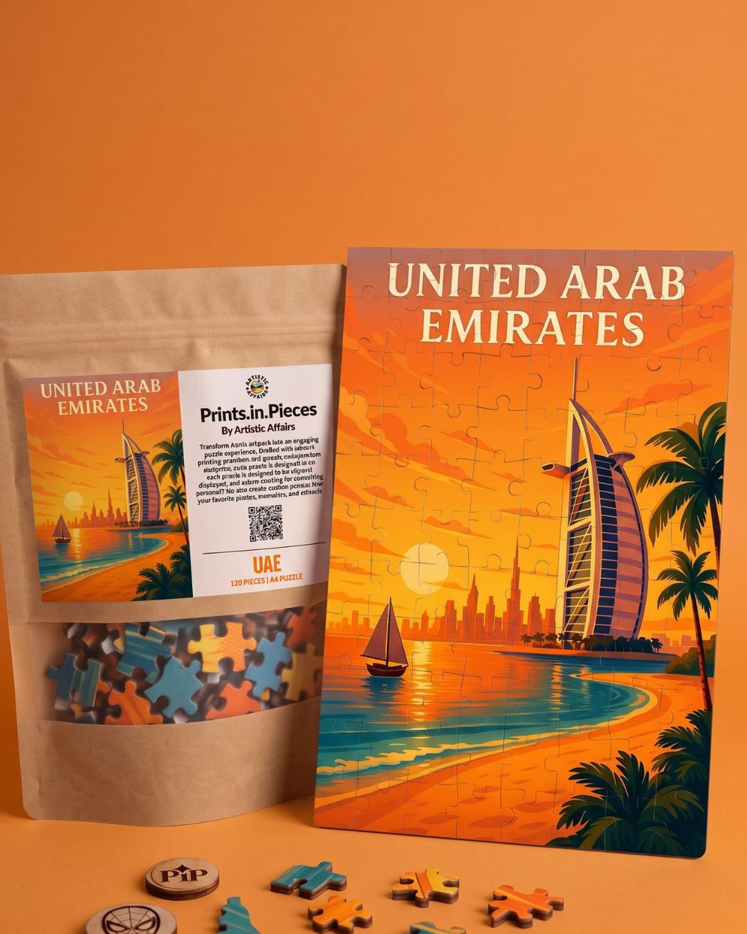 Burj Al Arab Sunset Puzzle | 120 Piece A4 UAE Skyline Jigsaw