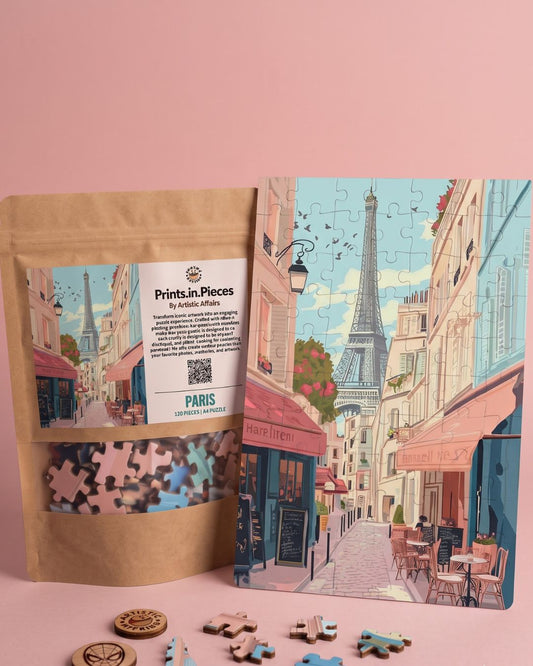 Paris Cafe Street Puzzle | 120 Piece A4 Eiffel Tower Jigsaw