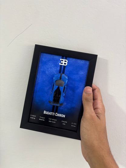 Bugatti Chiron 3d Car frame 1:64 scale (blue)