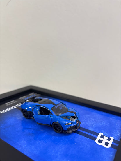 Bugatti Chiron 3d Car frame 1:64 scale (blue)