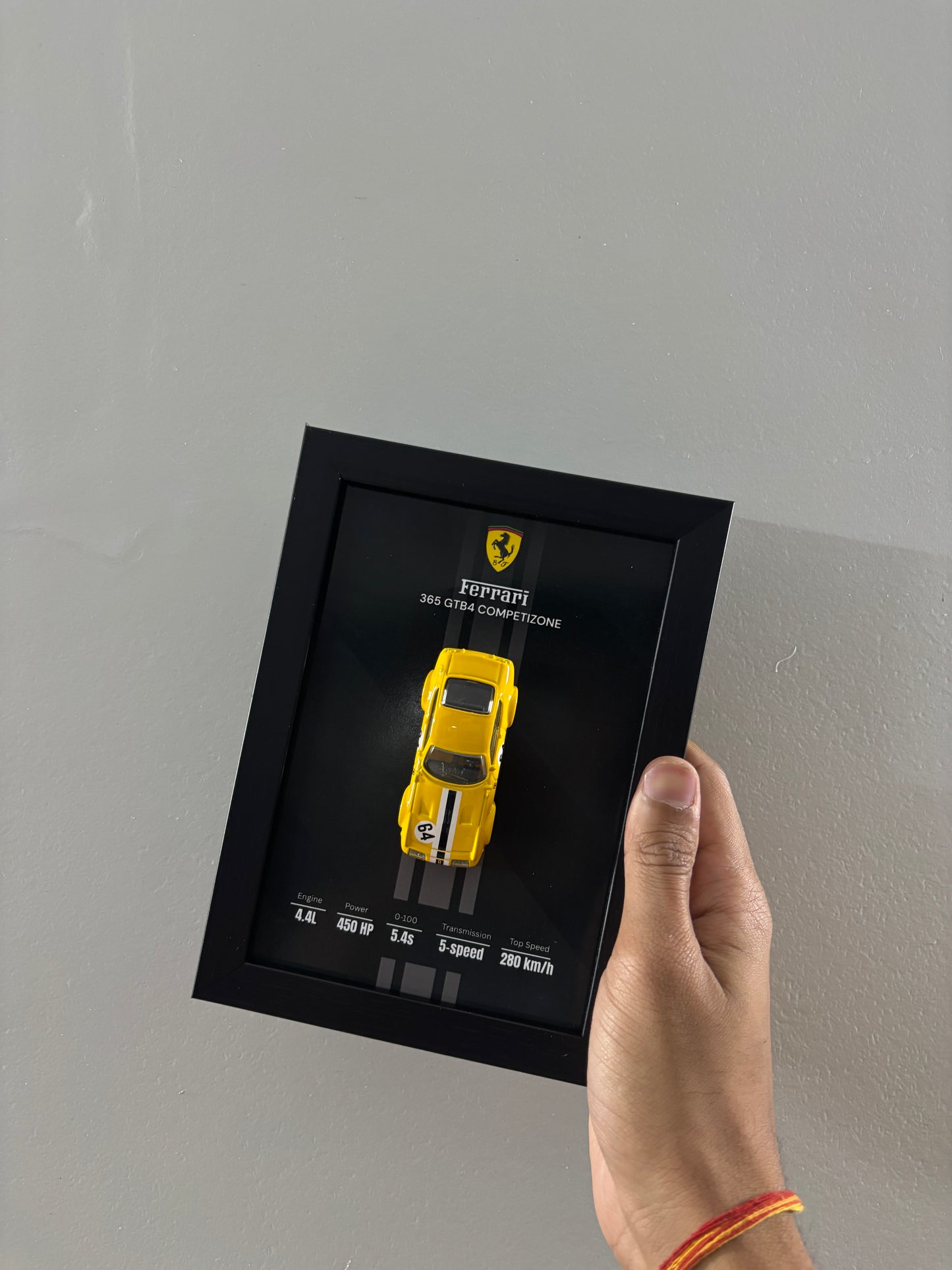 Ferrari 365 Competizone 3d Hotwheels Car frame 1:64 scale (Q case)