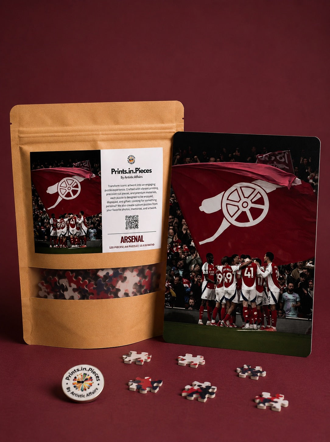 Arsenal Puzzle — 120 Piece Team Huddle Flag Art