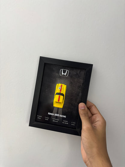 Honda s800 Racing 3d Hotwheels Car frame 1:64 scale