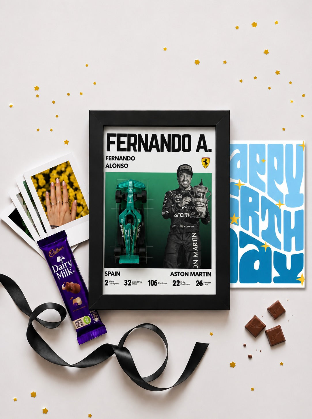 Fernando Alonso Aston Martin F1 Birthday Frame Hamper