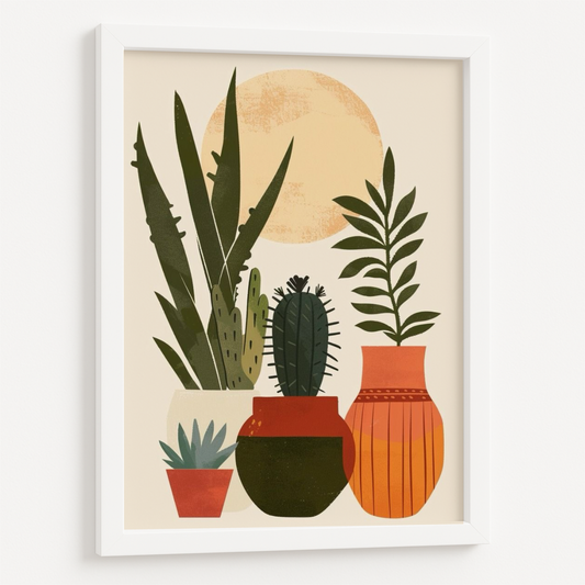Sunlit Succulents Boho framed Poster