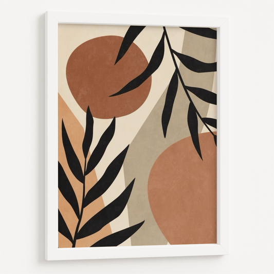 Minimalist leaves boho framed poster
