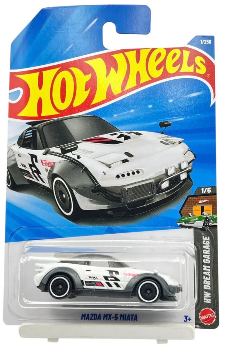 Hot Wheels Mazda MX-5 Miata (White Racing) | 1:64 Diecast Car