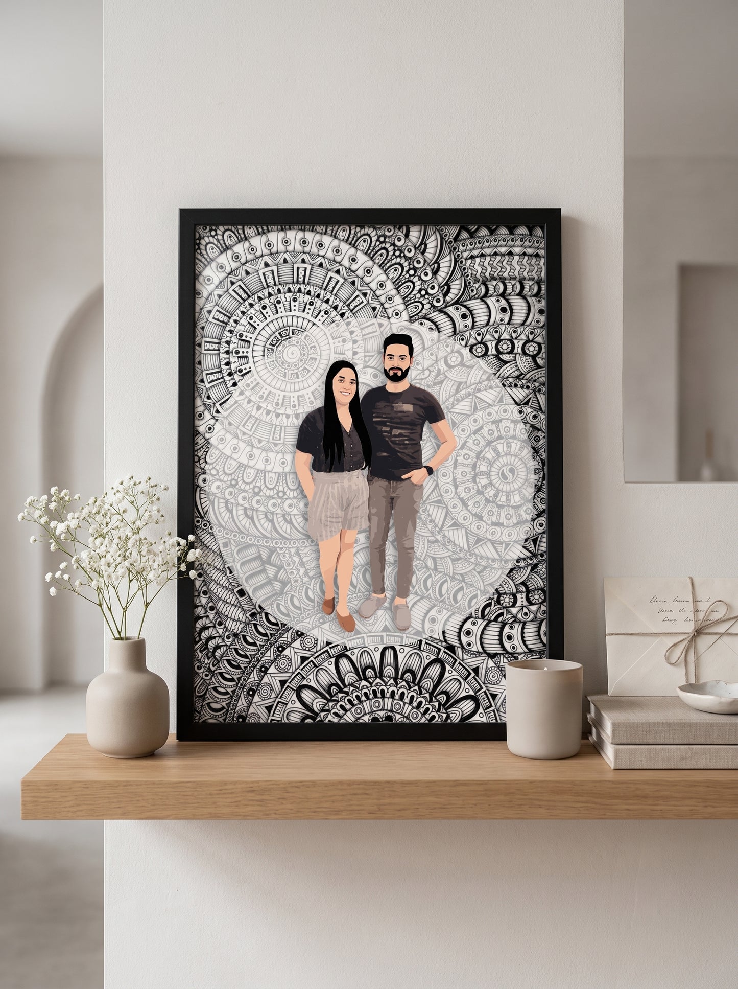 Personalised Mandala Frame | Custom Illustration Photo Gift