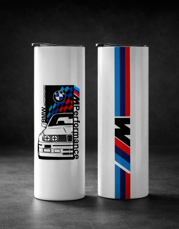 Bmw Stainless Steel Tumbler with Metal Straw