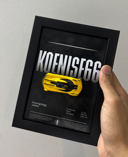 Koenisegg Jesko 3d Hotwheels Car Frame (yellow)