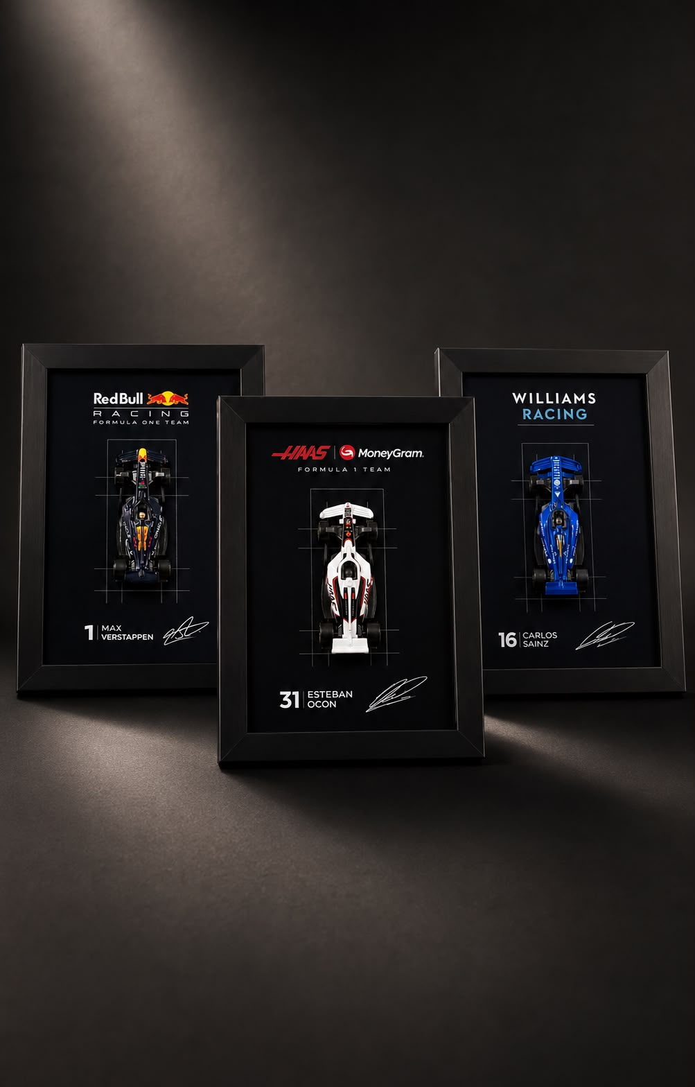 Red Bull + Williams + Haas F1 Frame Combo — Premium 3-Piece Set