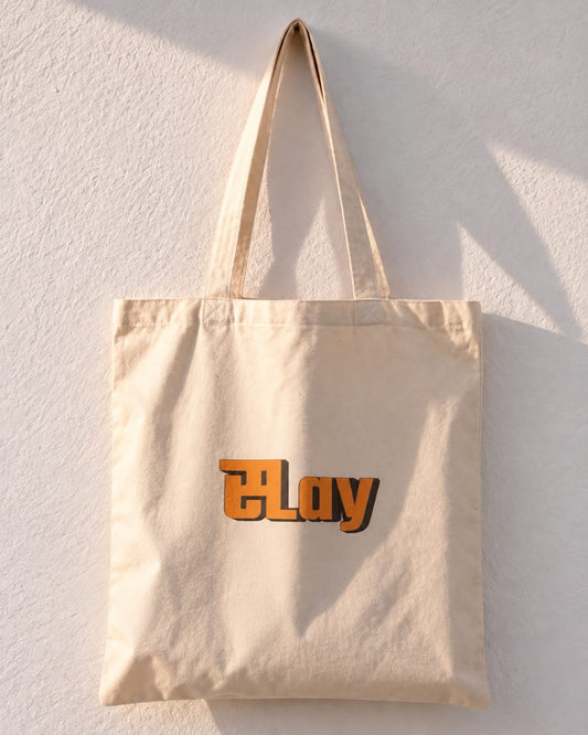 Slay Orange Hindi 3D Block Typography Tote Bag
